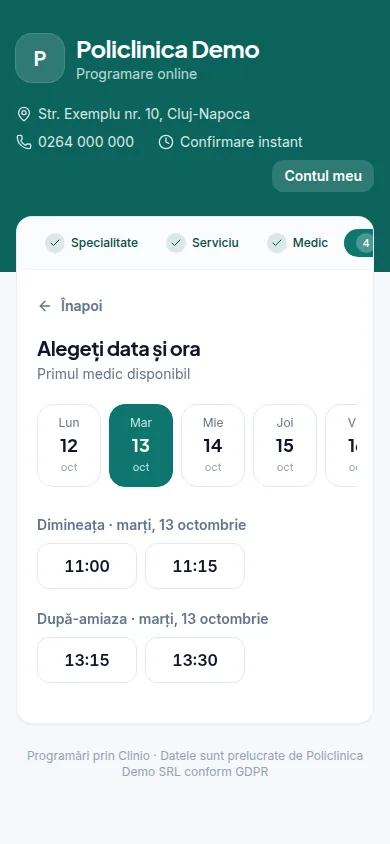 Programare online de pe telefon